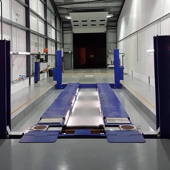 The MOT bay with its four-post ramp